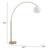 75" Brass Brass Floor Lamp With White Glass Shade