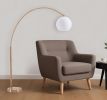 75" Brass Brass Floor Lamp With White Glass Shade