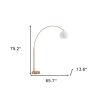 75" Brass Brass Floor Lamp With White Glass Shade