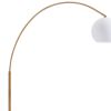 75" Brass Brass Floor Lamp With White Glass Shade
