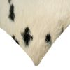 18" White And Black Cowhide Throw Pillow