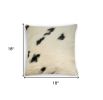 18" White And Black Cowhide Throw Pillow