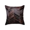 18" Chocolate Chevron Cowhide Throw Pillow
