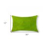 12" X 20" Lime Green Cowhide Throw Pillow