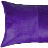 Hand Stitched Purple Natural Cowhide Decorative Lumbar Pillow