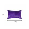 Hand Stitched Purple Natural Cowhide Decorative Lumbar Pillow