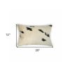 12" X 20" X 5" White And Black Cowhide  Pillow