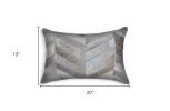 12 X 20 Gray Chevron Cowhide Throw Pillow