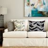 12" X 20" Black Brown and Off White Chevron Cowhide Throw Pillow