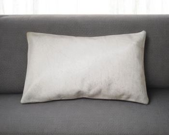 12" X 20" Off White Cowhide Throw Pillow