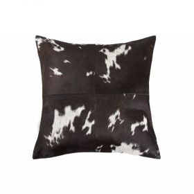 18" Brown and White Cowhide Cowhide Throw Pillow