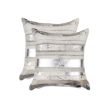 Set of Two 18" Silver And Gray Cowhide Throw Pillows