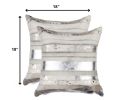 Set of Two 18" Silver And Gray Cowhide Throw Pillows