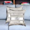 Set of Two 18" Silver And Gray Cowhide Throw Pillows