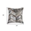 18" Silver Cowhide Throw Pillow
