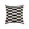 18" X 18" X 5" Black And White Linear Cowhide  Pillow