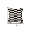 18" X 18" X 5" Black And White Linear Cowhide  Pillow