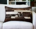 12" X 20" Brown Black And White Cowhide Throw Pillow