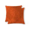 Set of Two 18" Orange Cowhide Throw Pillows