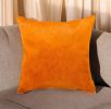 Set of Two 18" Orange Cowhide Throw Pillows