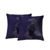 Set of Two 18" Navy Cowhide Throw Pillow