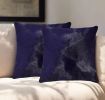 Set of Two 18" Navy Cowhide Throw Pillow