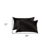 Set of Two 12" X 20" Black Cowhide Throw Pillows