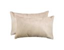 Set of Two 12" X 20" Tan Cowhide Throw Pillows