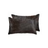 Set of Two 12" X 20" Chocolate Cowhide Throw Pillow
