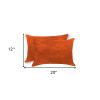 12" X 20" X 5" Orange Cowhide  Pillow 2 Pack