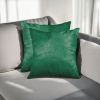 Set of Two 18" Green Cowhide Throw Pillows