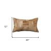 12" X 20" Natural Cowhide Throw Pillow