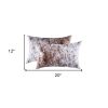 12" X 20" X 5" Salt And Pepper White And Brown Cowhide  Pillow 2 Pack