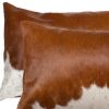 Set of Two 12" X 20" Brown and White Cowhide Throw Pillows