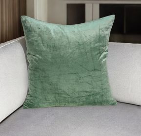 20" X 7" X 20" Transitional Green Solid Pillow Cover With Poly Insert