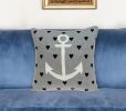 Casual Square Grey Nautical Anchor Accent Pillow