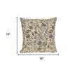 18" X 7" X 18" Transitional Beige Floral Print Pillow Cover With Poly Insert