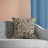 18" X 7" X 18" Transitional Beige Floral Print Pillow Cover With Poly Insert