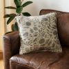 18" X 7" X 18" Transitional Beige Floral Print Pillow Cover With Poly Insert