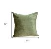 22" X 7" X 22" Transitional Olive Solid Pillow Cover With Poly Insert
