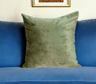 22" X 7" X 22" Transitional Olive Solid Pillow Cover With Poly Insert