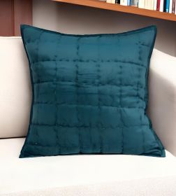 20" X 7" X 20" Transitional Teal Solid Quilted Pillow Cover With Poly Insert