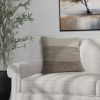 20" Beige and Brown Throw Pillow