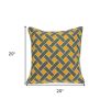 20" Gray and Orange Braided Cotton Throw Pillow