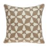 20" Beige and White Geometric Cotton Throw Pillow