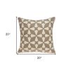 20" Beige and White Geometric Cotton Throw Pillow