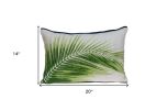 20" X 6" X 14" Cool Tropical Green Pillow Cover With Poly Insert