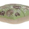 20" X 20" Green Floral Cotton Down Pillow