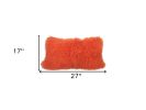 17" Orange Genuine Tibetan Lamb Fur Pillow With Microsuede Backing