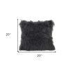 20" Charcoal Genuine Tibetan Lamb Fur Pillow With Microsuede Backing